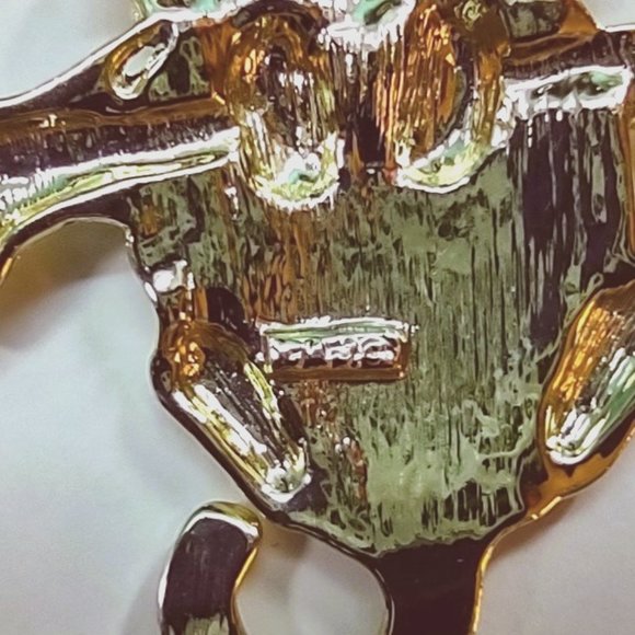 Gold tone Cat on Branch Brooch Pin by AJC - Picture 3 of 3